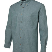 JB's L/S Cotton Chambray Shirt Green/Chambray S