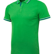 Pdm C/Trast Stripe Polo Black/Pea green/White S